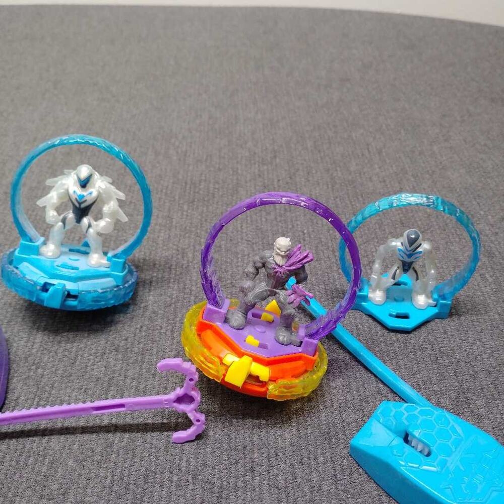 Mattel Max Steel Turbo Battlers Lot 3 Spinning Action Figures & Launchers Set